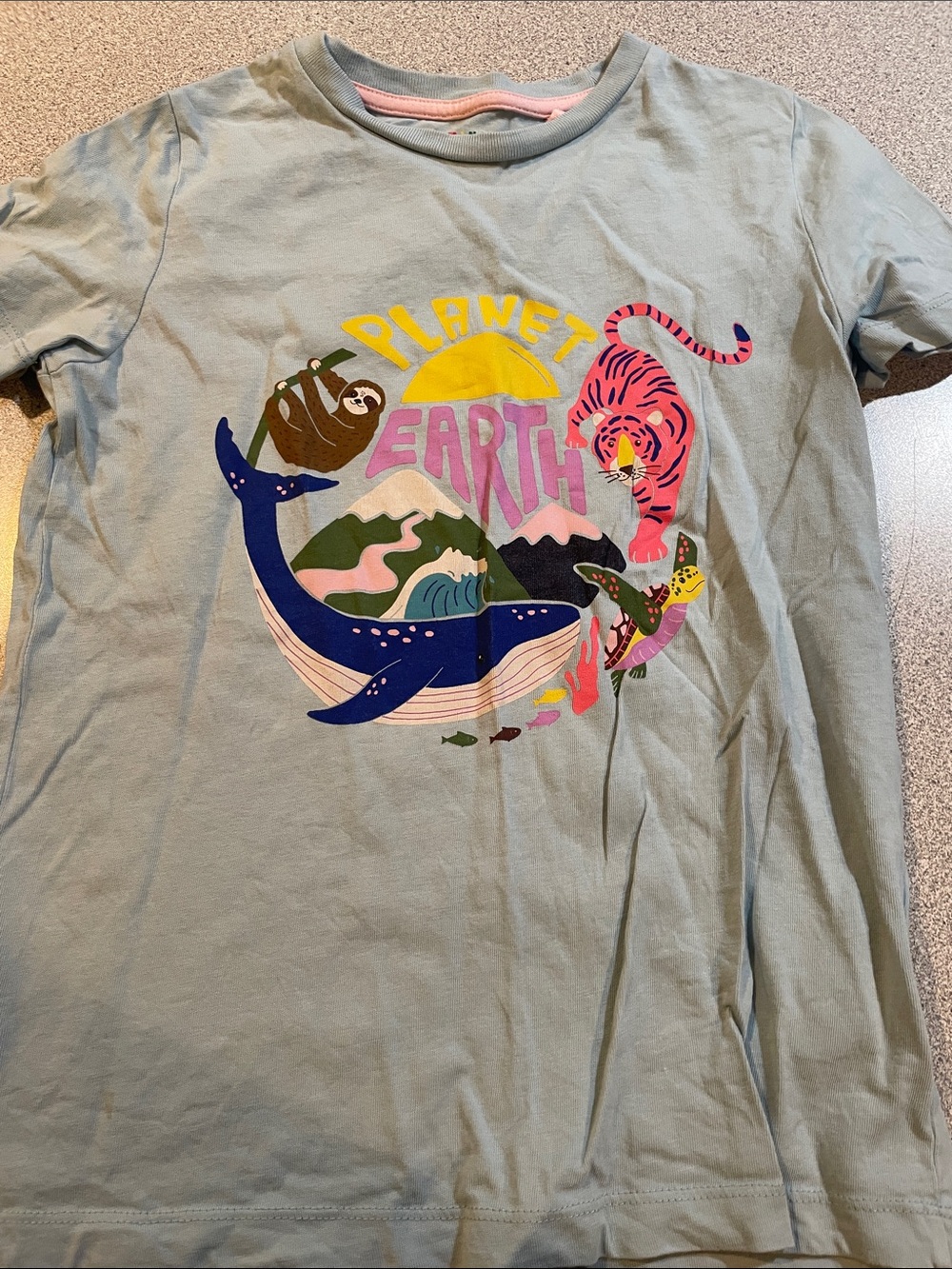 Mini Boden Sea & Jungle 'Planet Earth' Graphic Tee in Light Sage